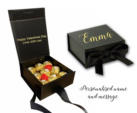 Confezione regalo di San Valentino nera personalizzata Ferrero Rocher  cioccolato oro rosa -  Italia