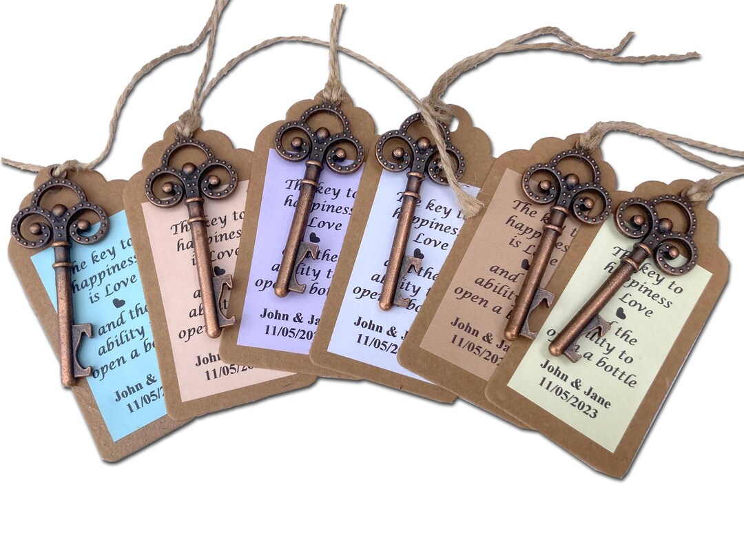 Personalised Key Bottle Opener Wedding Favour Vintage Weddings Guests