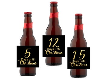 24 x beer ale bottle labels days until christmas waterproof advent countdown permanent stickers DIY