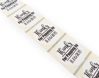 50 x Personalised thanks for popping by popcorn wedding favour birthday stickers labels