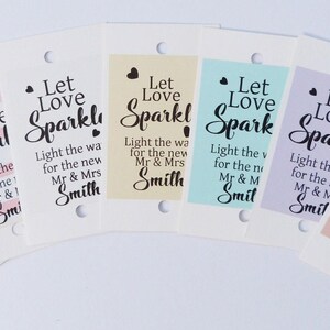 50 x Let love sparkle personalised wedding sparkler tags wedding favour image 2