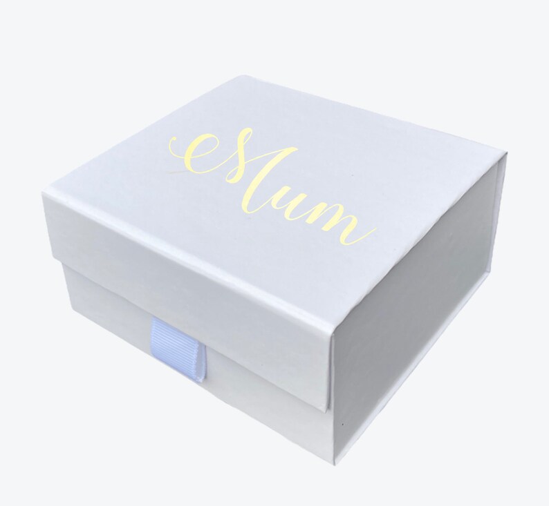 Personalized White Gift Box Gold Foil Print Snap Shut Ideal
