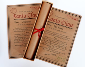 personalised letter from santa claus father christmas in scroll box any name