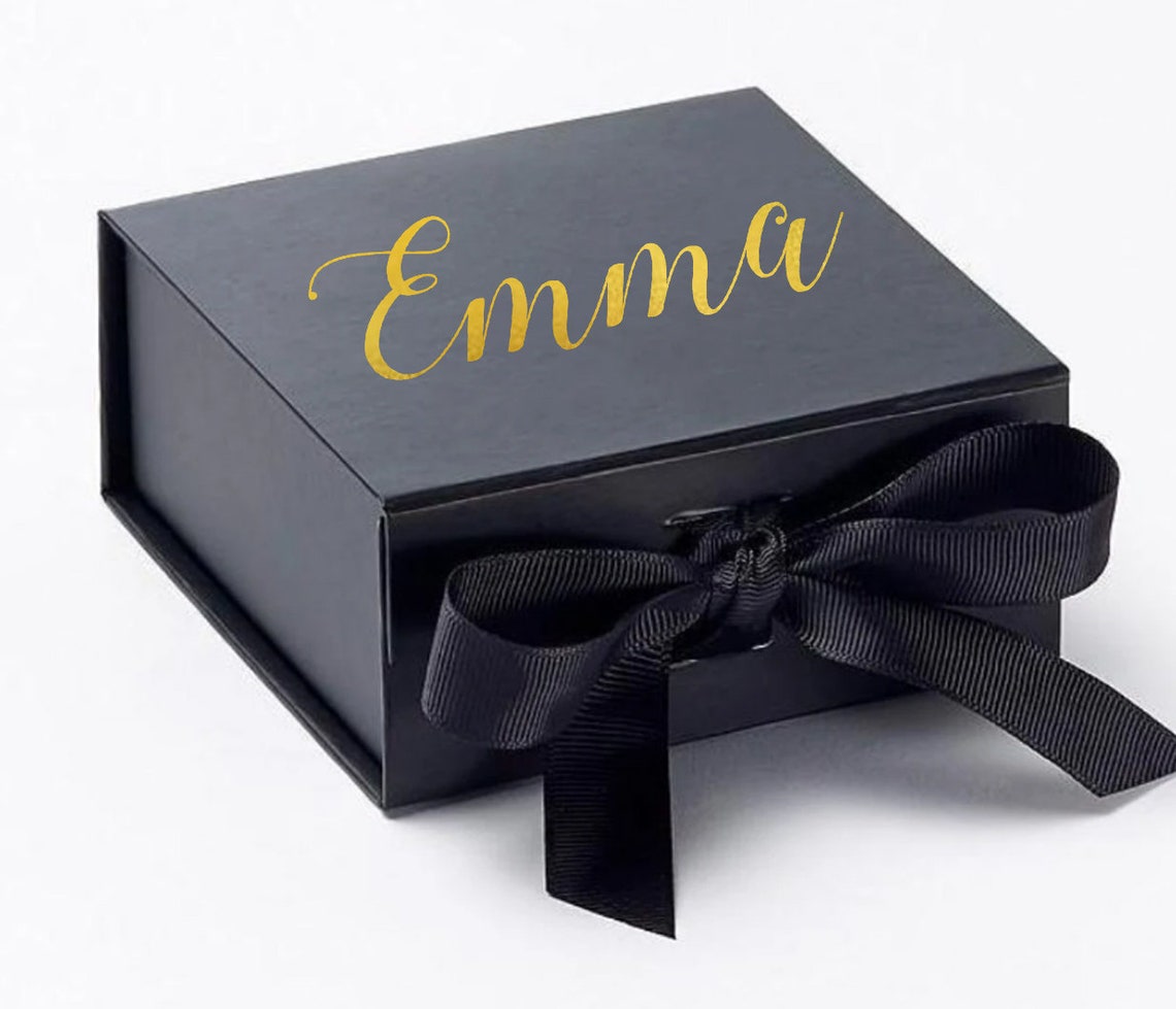 Personalised Gift Box Ribbon Tie Gold/ Silver Foil Etsy