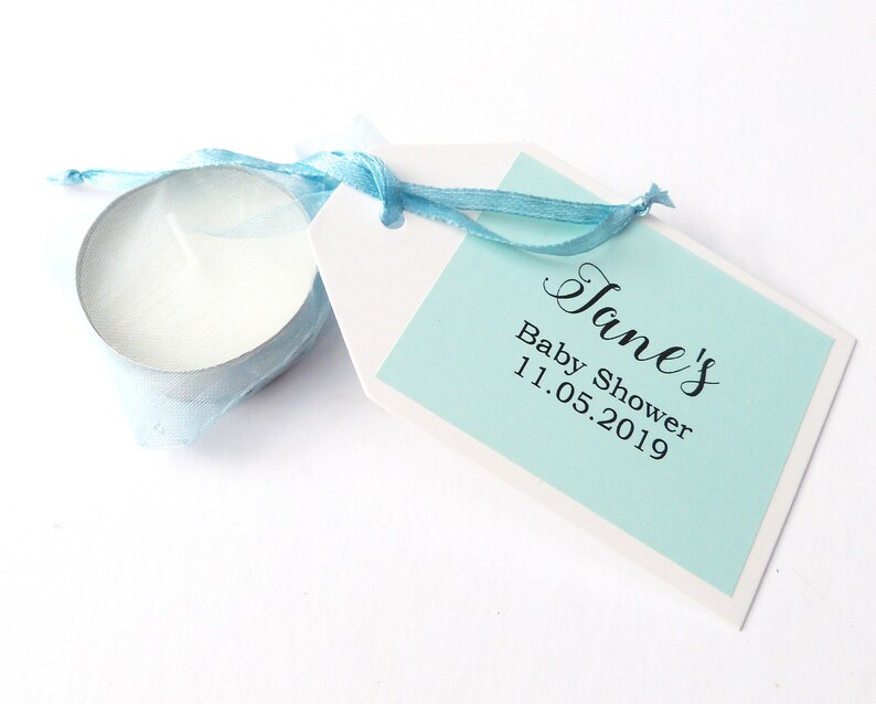 10 X Personalised Baby Shower Tealight Candle Favours Gift Etsy