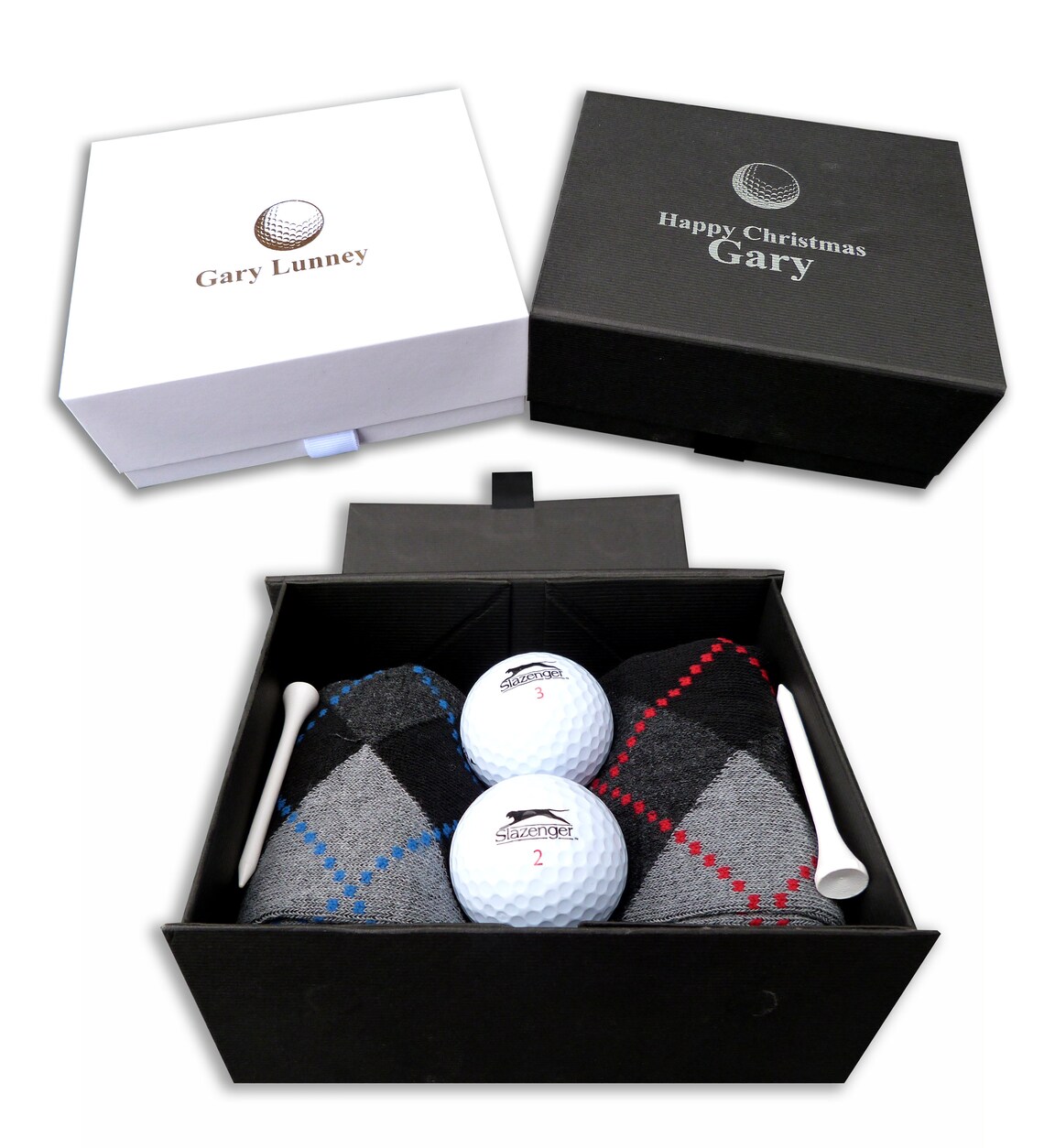 Personalised Golf Gift Box Socks Balls Tees Custom Print Etsy UK