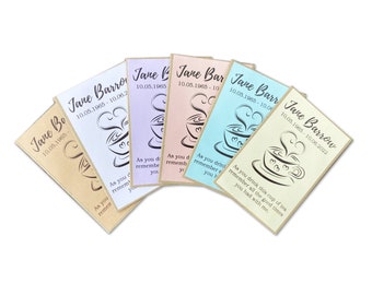 100 x Personalised Teabag Remembrance Packet Memorial Funeral Tea Bag Have a cup of tea