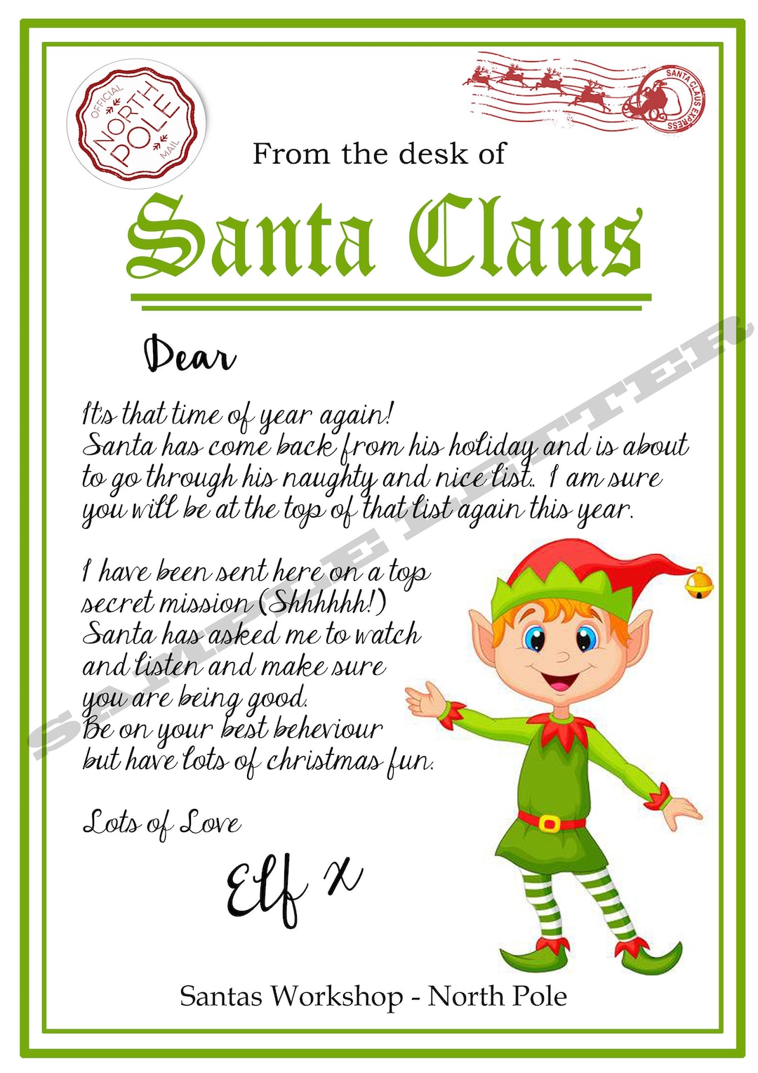 Printable Download Elf Arrival Letter From Santa Note Christmas Instant Printable Download Elf Arrival Letter From Santa Note Christmas Instant