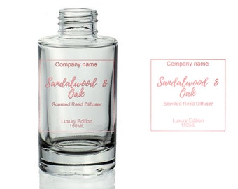 Personalised clear rose gold reed diffuser transparent labels printed stickers scents