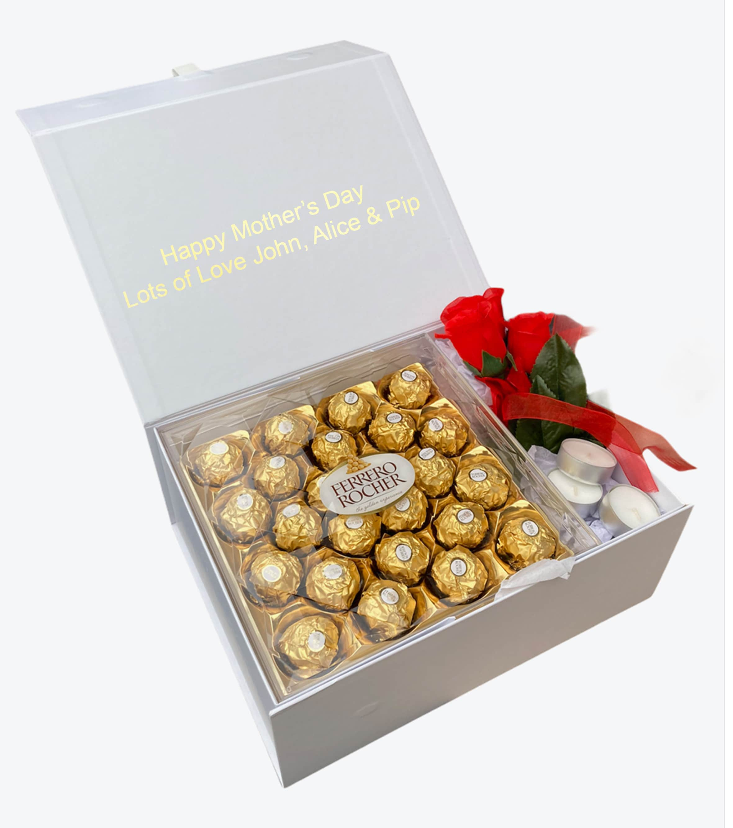 Saint-Valentin personnalisé Ferrero Rocher boîte feuille dor