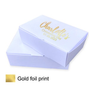 Personalised wedding cake slice favour boxes favor gold foil boxes golden anniversary