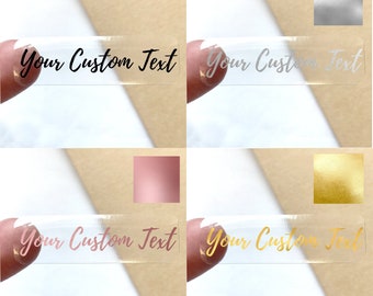 Custom text stickers, lip gloss clear transparent labels, gold, silver, rose gold any text, small favour waterproof stickers