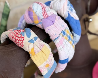 Vintage Quilt Knot Headband | Handmade Sustainable Textile Accessory