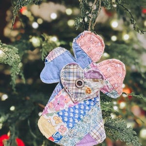 Vintage Quilt Angel Ornament | Handmade Heirloom Christmas Tree Decoration | One-of-a-Kind Primitive Farmhouse Holiday Decor