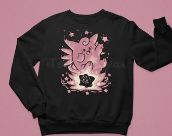 The Moon Fairy Within - Pink Fairy - ClefairyClefable Inspired // Unisex EcoSmart® Fleece Crewneck Sweatshirt