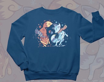 Autumn and Snow Fox Sweatshirt: Fall Winter Season Gift Sweatshirt
