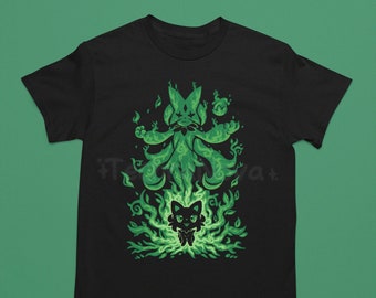 UK Delivery // Grass Magician Within – Cat Sprigatito-Meowscarada T-Shirt // poke moninspired Shirt // starter Shirt // Video Game T-Shirt