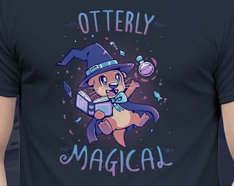 Livraison au Royaume-Uni/Otterly Magical - T-shirt mignon de loutre magique // Loutre magique de sorcier mignon jetant un sort // Loutre de classe RPG// Mignon FantasyT-Shirt