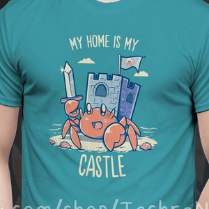 UK Delivery // My Home is My Castle! - Cute Hermit Crab T-Shirt // Cute fantasy crab sword  // Hermit crab castle // Cute sea animal T-Shirt