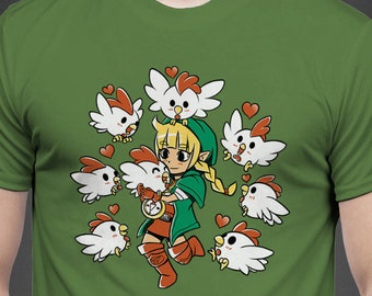 Dostawa do Wielkiej Brytanii // Koszulka Linkle the Cucco Queen - Legend Zelda // Koszulka Linkle Cucco Hyrule // Koszulka Warriors Zelda z grą wideo