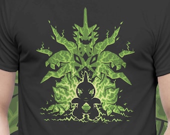 The Mega Tyrant - The Mega Monster Evolves - Mega Tyranitar Larvitar T-Shirt // poke mon Shirt // Silhouette Shirt // Video Game T-Shirt