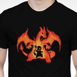 UK Delivery // Fire Dragon Within -  poke INSPIRED TECHRANOVA Shirt // Chariz-ard T-Shirt // Char mander starter Shirt // Video Game T-Shirt