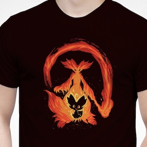 UK Delivery //  Fire Mage - Delphox T-Shirt // poke mon Shirt // fennekin fire Shirt // Cool Fire wizard silhouette // Video Game T-Shirt