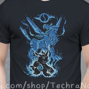 UK Delivery // Digital Friendship Within - The Crests - Gabumon//Metalgarurumon T-Shirt // digi mon// Silhouette Shirt // Video Game T-Shirt