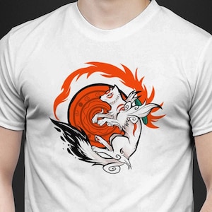 White Wolf Goddess - Okami T-Shirt // Amaterasu  inspired Shirt // Japanese wolf Shirt // Video Game T-Shirt