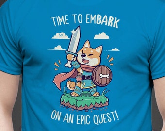 Time to EmBARK on an Epic Quest! - Cute Shiba Inu T-Shirt // Cute fantasy character class // adventurer doggo // RPG Table top theme T-Shirt