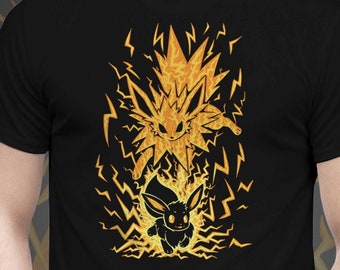The Electric Evolution Within - The Eon Mon Evolves - EeveeJolteon T-Shirt // poke mon Shirt // Silhouette Shirt // Video Game T-Shirt
