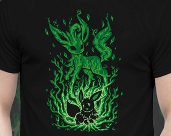 UK Delivery // The Leaf Evolution Within -  Eon Evolves - EeveeLeafeon T-Shirt // poke mon Shirt // Silhouette Shirt // Video Game T-Shirt