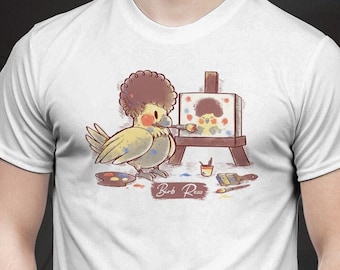 Birb Ross Meme - Yellow Cockatiel Bird  T-Shirt // Colorful Bird Painter // Artist Cockatoo Birb // Borb orb Bird T-Shirt