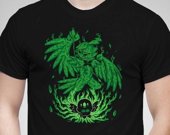 The Grass Owl Within - The Grassy Ghost Evolves // poke INSPIRED TECHRANOVA Shirt // row let plant  Decid ueye Shirt // Video Game T-Shirt