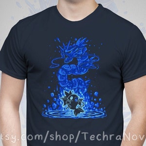 The Waterfall Dragon Within - The Water Evolves - gyaarados T-Shirt // poke inspired Shirt // magickarp water Shirt // Video Game T-Shirt