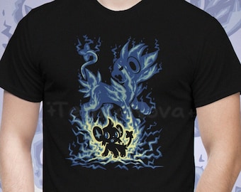 The Electric Sphinx Within – Lightning lynx - Shinx Luxray T-Shirt // poke moninspired Shirt // Electric type Shirt // Video Game T-Shirt