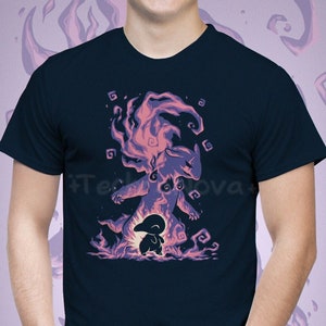 The Ghostly Fire Within - Cyndaquil Typhlosion T-Shirt // poke moninspired Shirt // fire starter type Shirt // Video Game T-Shirt