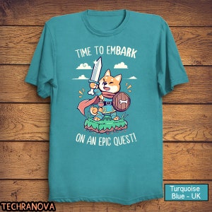 UK Delivery // Time to EmBARK on an Epic Quest Cute Shiba Inu T-Shirt // Cute fantasy character class // adventurer doggo // RPG T-Shirt image 4