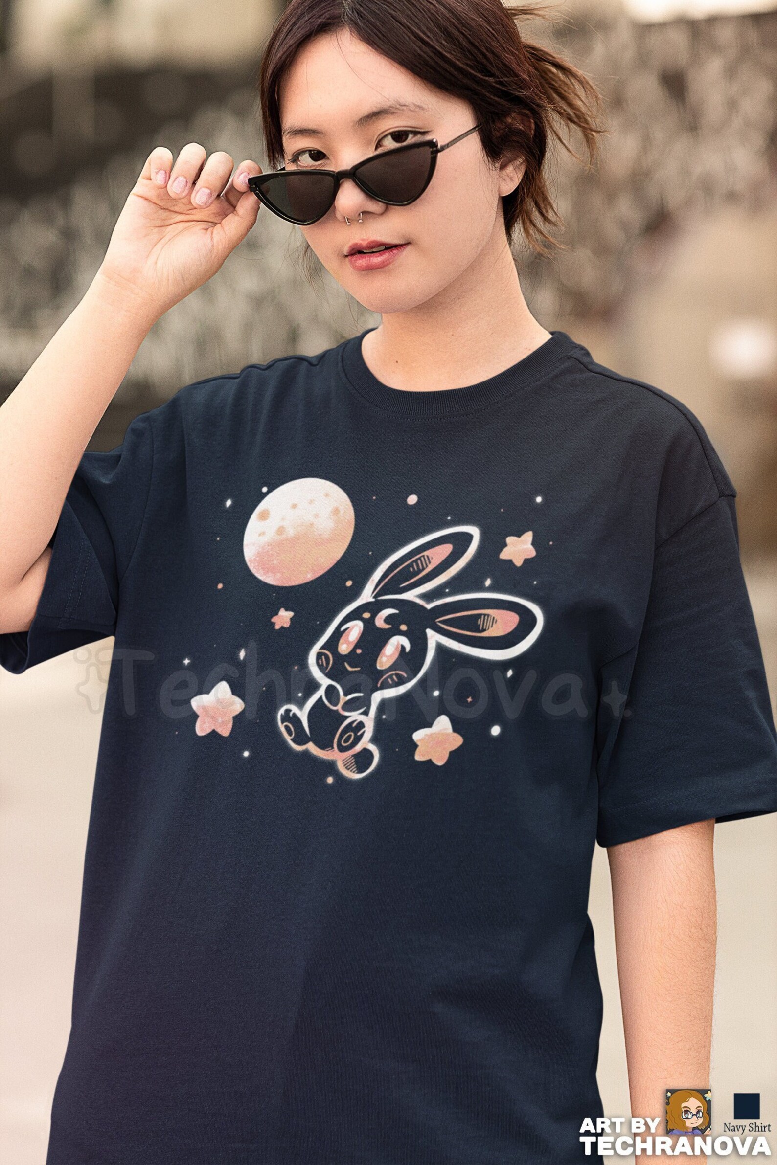 Space Bunny - Cute Moon Rabbit T-shirt // Outer Space Galaxy Shirt ...