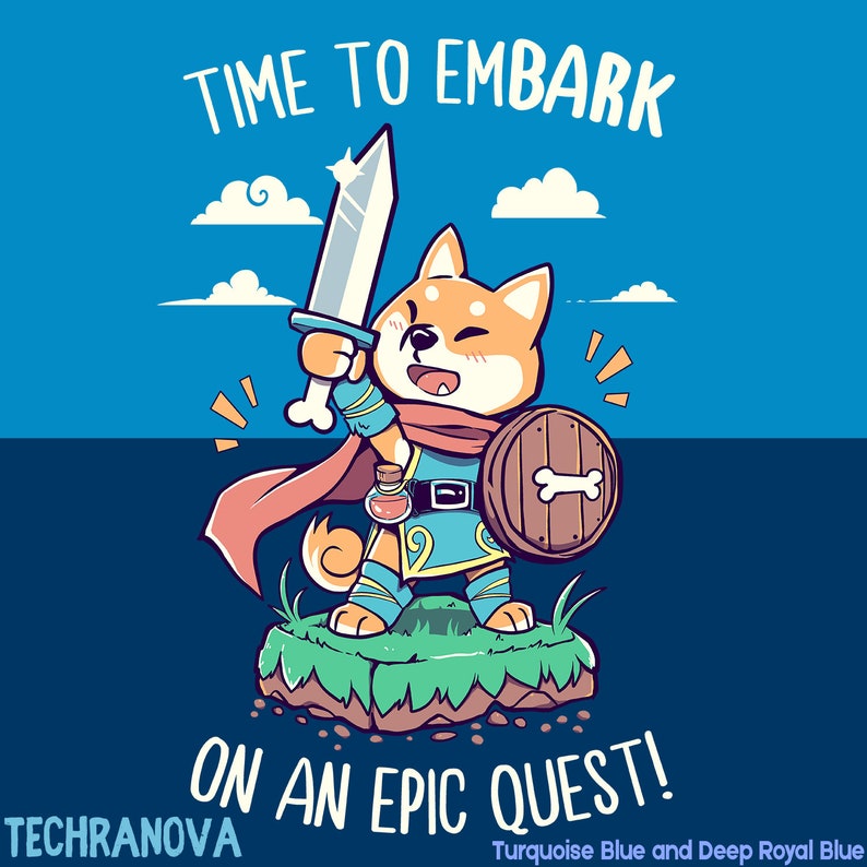 UK Delivery // Time to EmBARK on an Epic Quest Cute Shiba Inu T-Shirt // Cute fantasy character class // adventurer doggo // RPG T-Shirt image 8