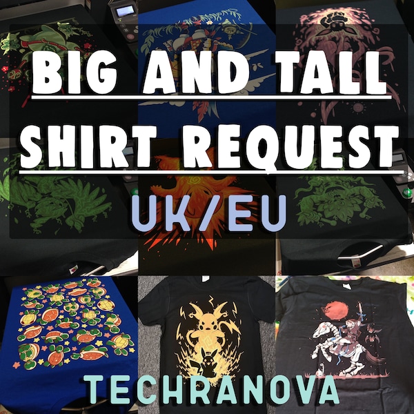 UK-Lieferung // CUSTOM Big and Tall Shirt-Anfrage - Notiz / Nachricht an mich mit Design-Wahl aus einem meiner Hemden, die in meiner Shop-Seite verfügbar sind