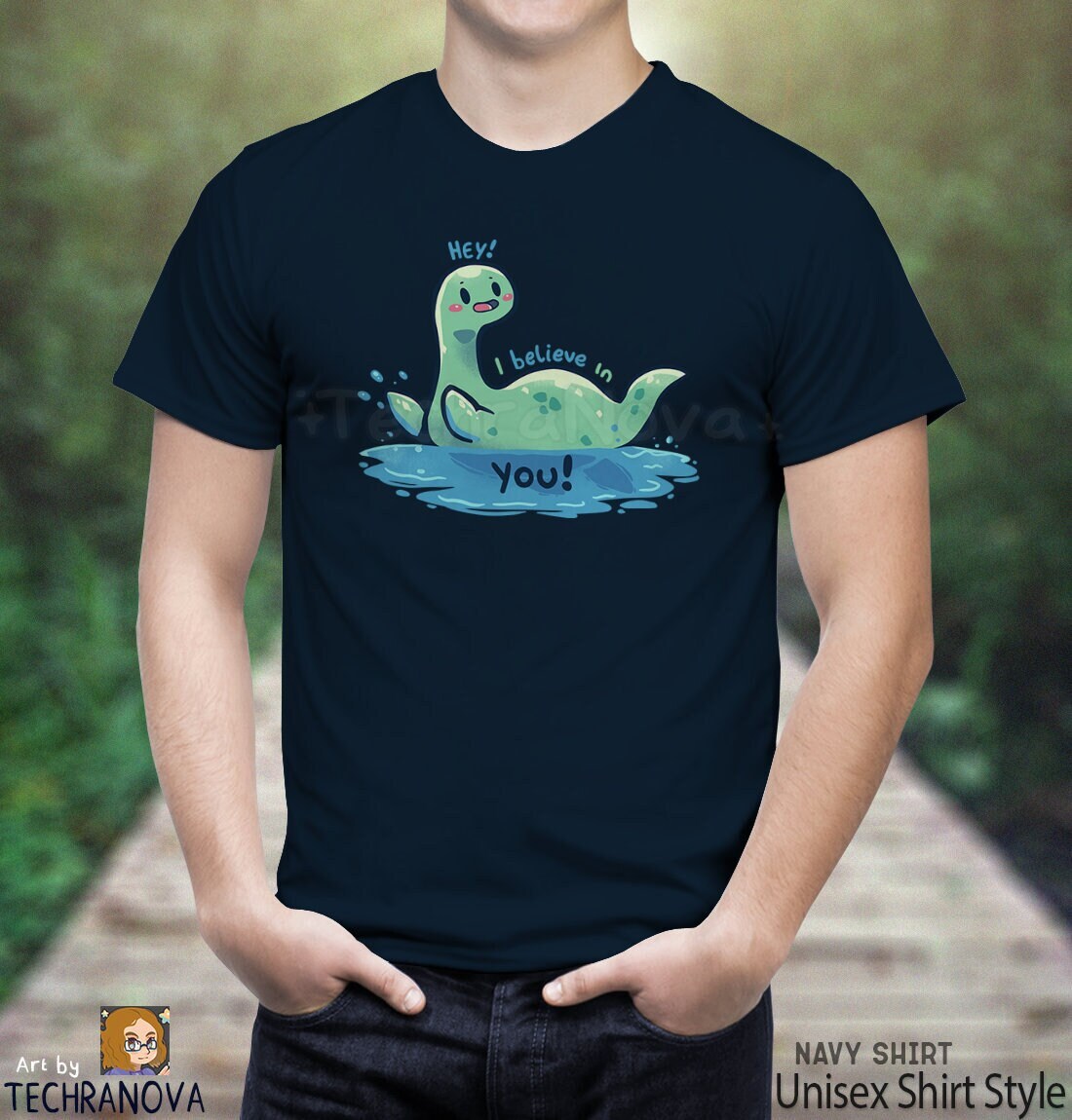 UK Delivery // Nessie Believes in You Cute Loch Ness Monster T-Shirt // Scottish Cryptid // Positive Nessie Tee// Cute Scottish themed Shirt