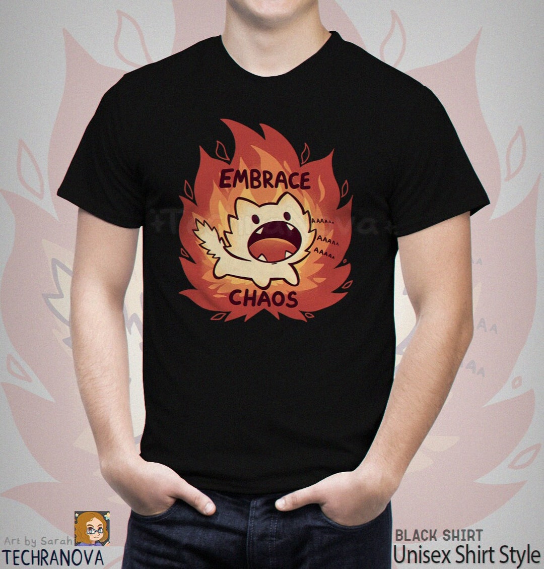 UK Delivery // Embrace Chaos // Screaming Cat T Shirt // Cat Yell Meme ...
