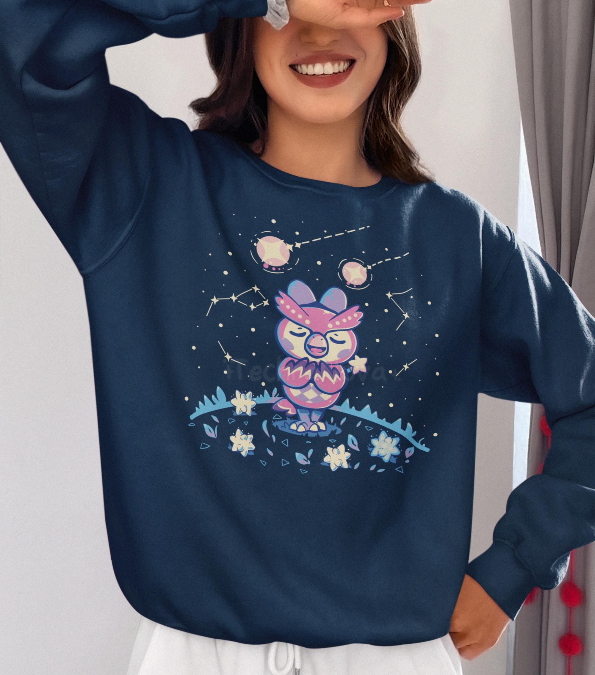Starry Owl // Celeste AC Owl Unisex EcoSmart Fleece Crewneck Sweatshirt