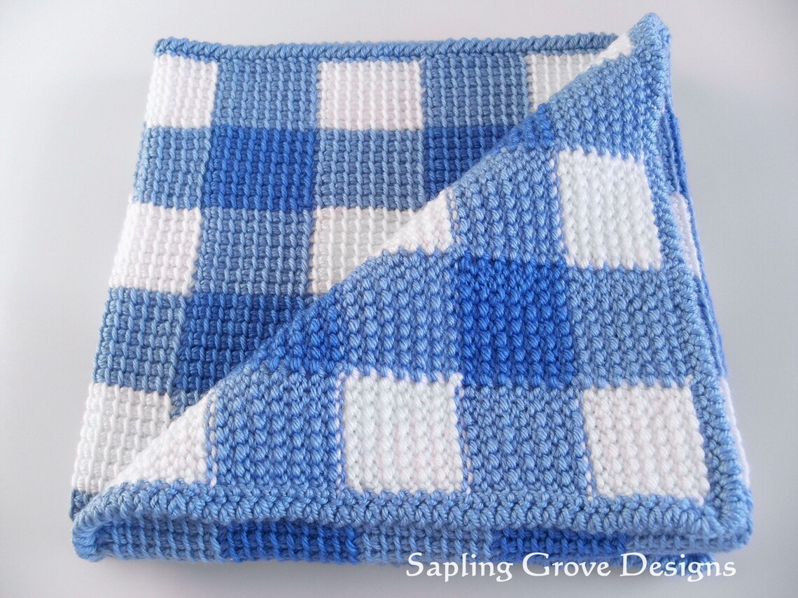Little Blue Spruce Gingham Baby Blanket / 36x36 Receiving Blanket / Blue Gingham Baby Blanket
