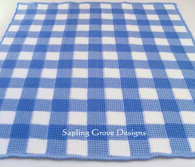 Little Blue Spruce Gingham Baby Blanket / 36x36 Receiving Blanket / Blue Gingham Baby Blanket