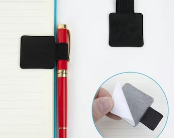 Adhesive pen loop with elastic for notebooks