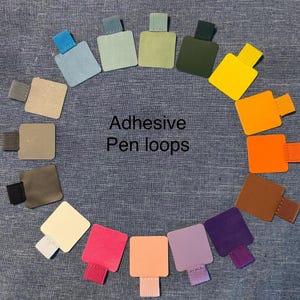 Lazo adhesivo para bolígrafo con elástico para cuadernos/agendas/bujos, varios colores.