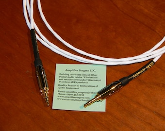 Audiophile grade 3.5mm to 3.5mm Aux Auxillary stereo cable for Astell & Kern, WAV, FLAC, MP3 players built with Silver Plated wires