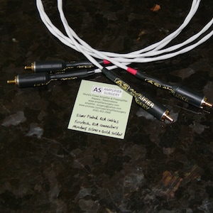 Silver Plated Audiophile RCA Interconnect Cable with Furutech FP-126G Copper Gold connectors and Mundorf Silver+Gold Solder Made in USA